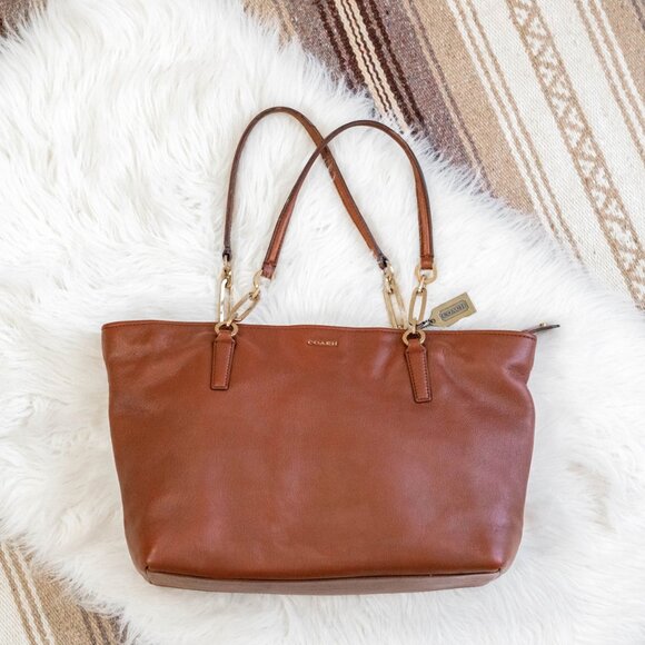 Coach Handbags - COACH 26769 MADISON EAST WEST BROWN LEATHER TOTE SHOULDER BAG